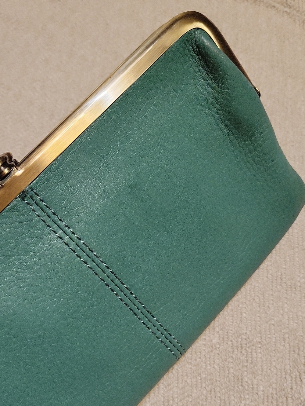 HOBO Lauren Dusty Teal/Mint Green Leather Frame Clutch Wallet - Picture 13 of 15